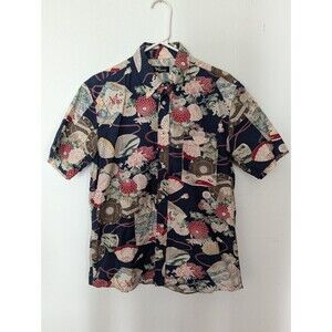 Pagong Aloha Shirt Size L Floral Print Button Up Hawaiian Shirt Kyoto Japan